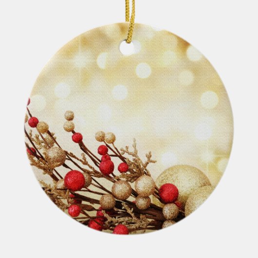gouden bollen keramisch ornament (Voorkant)