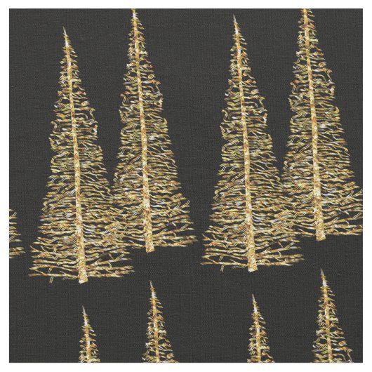Gouden bomen Kerstmis Goud Custom Fabric Stof (Close Up)