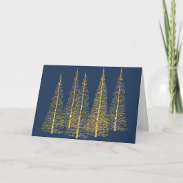 Gouden Bomen op de Blauwe Kerstkaart van de Groet Feestdagen Kaart