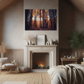 Gouden bomen wazige herfstmiddag poster