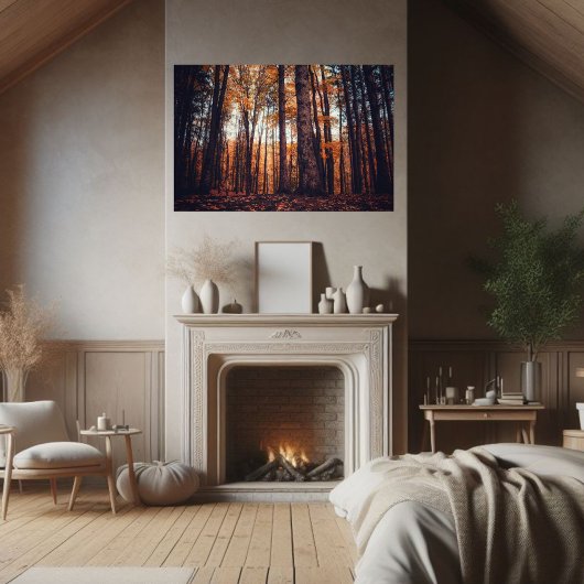 Gouden bomen wazige herfstmiddag poster