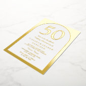 Gouden Boog 50ste Huwelijksverjaardag Goud  Folie Uitnodiging (Gedraaid)