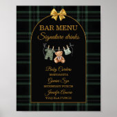 Gouden Boog Beer Tartan Baby Shower Bar Menu Poster (Voorkant)