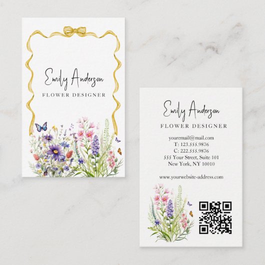 Gouden boog bloemig Visitekaartje (Voorkant / Achterkant)