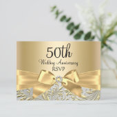 Gouden Boog Bloemige Spiraal 50ste Verjaardag RSVP (Staand voorkant)