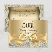 Gouden Boog Bloemige Spiraal 50ste Verjaardag RSVP (Voorkant / Achterkant)