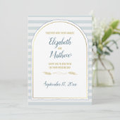 Gouden Boog Boho Script Blauwe Zee Streep Kaart (Staand voorkant)