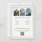 Gouden Boog Boho Script Blauwe Zee Streep Kaart (Achterkant)