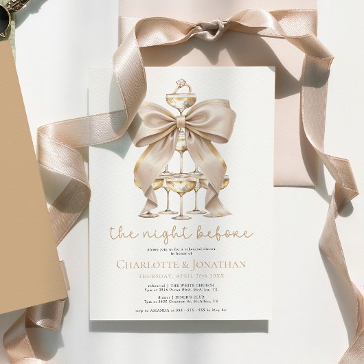 Gouden Boog en Champagne Coquette Repetitie Diner Kaart