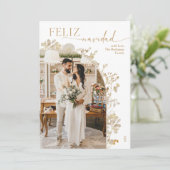  gouden boog foto Feliz Navidad Feestdagenkaart (Staand voorkant)