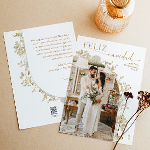  gouden boog foto Feliz Navidad Feestdagenkaart