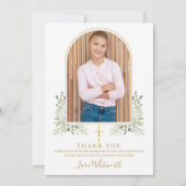 Gouden Boog Foto Groene Beplanting Eerste Heilige Bedankkaart (Voorkant)