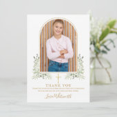 Gouden Boog Foto Groene Beplanting Eerste Heilige Bedankkaart (Staand voorkant)