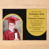 Gouden boog Foto Kinder Afstuderen Acryl Uitnodigingen (Voorkant)