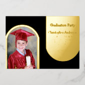 Gouden boog Foto Kinder Afstuderen Folie Uitnodiging (Voorkant)