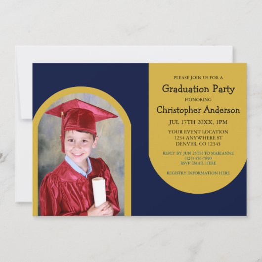 Gouden boog Foto Kinder Afstuderen Kaart (Voorkant)