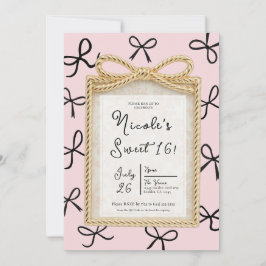 Gouden Boog Frame Kleine Zwarte Bogen Sweet 16 Fot Kaart