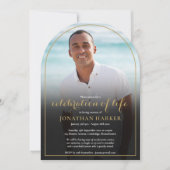 Gouden Boog Funeral Foto Herdenking van het Leven Kaart (Voorkant)