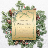 Gouden boog grenen groen Kerstfeest uitnodiging