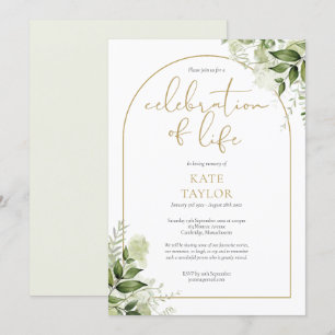 Gouden Boog Groen Ceremonie van het Leven Funeral Kaart