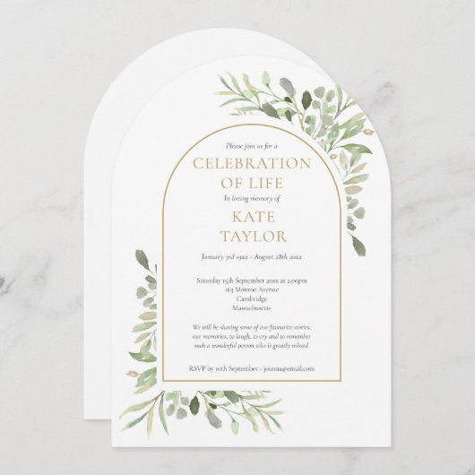 Gouden Boog Groen Uitvaart Levensviering Kaart (Voorkant / Achterkant)