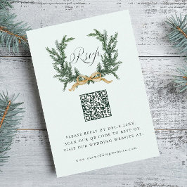 Gouden Boog & Groene Dennenkrans Trouw QR Code Min RSVP Kaartje