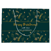 Gouden boog Groene Kerstmis Elegant Modern Groot Cadeauzakje (Achterkant)