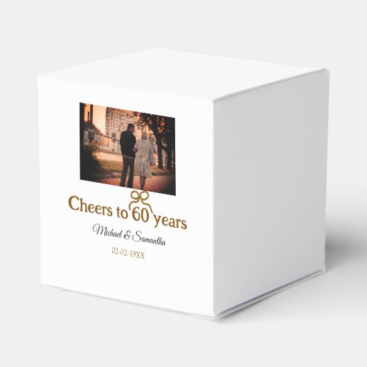 Gouden boog juichen voor 60-jarig huwelijk bedankdoosjes (Achterkant)