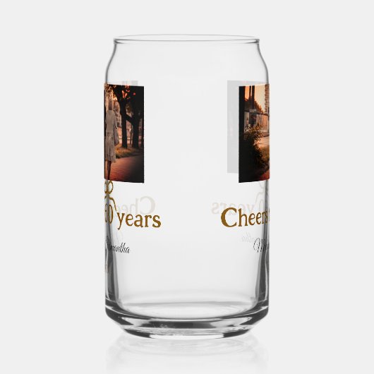 Gouden boog juichen voor 60-jarig huwelijk blikvorm glas (Links)