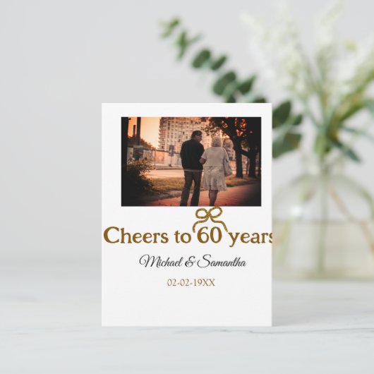 Gouden boog juichen voor 60-jarig huwelijk briefkaart (Staand voorkant)
