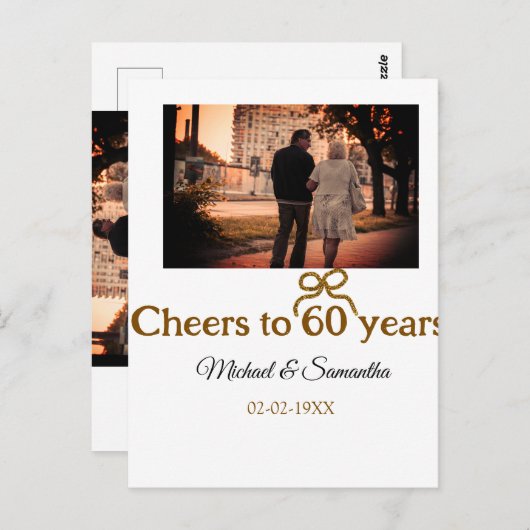 Gouden boog juichen voor 60-jarig huwelijk briefkaart (Voorkant / Achterkant)