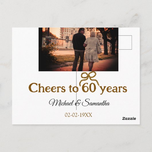 Gouden boog juichen voor 60-jarig huwelijk briefkaart (Achterkant)