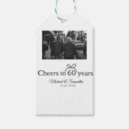 Gouden boog juichen voor 60-jarig huwelijk cadeaulabel