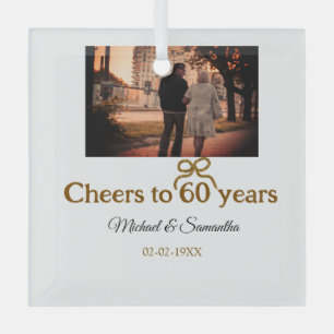 Gouden boog juichen voor 60-jarig huwelijk glas ornament