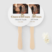 Gouden boog juichen voor 60-jarig huwelijk handwaaier (Voorkant en achterkant)