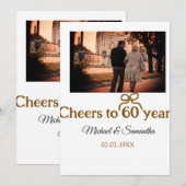 Gouden boog juichen voor 60-jarig huwelijk kaart (Voorkant / Achterkant)