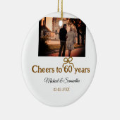 Gouden boog juichen voor 60-jarig huwelijk keramisch ornament (Rechts)