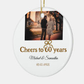 Gouden boog juichen voor 60-jarig huwelijk keramisch ornament (Links)