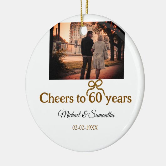 Gouden boog juichen voor 60-jarig huwelijk keramisch ornament (Links)