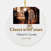 Gouden boog juichen voor 60-jarig huwelijk keramisch ornament (Achterkant)