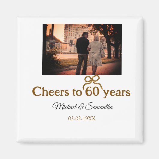 Gouden boog juichen voor 60-jarig huwelijk magneet (Voorkant)