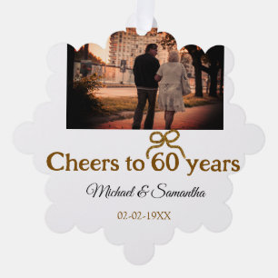 Gouden boog juichen voor 60-jarig huwelijk ornament kaart