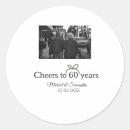 Gouden boog juichen voor 60-jarig huwelijk ronde sticker