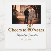 Gouden boog juichen voor 60-jarig huwelijk wijn etiket (Enkel label)