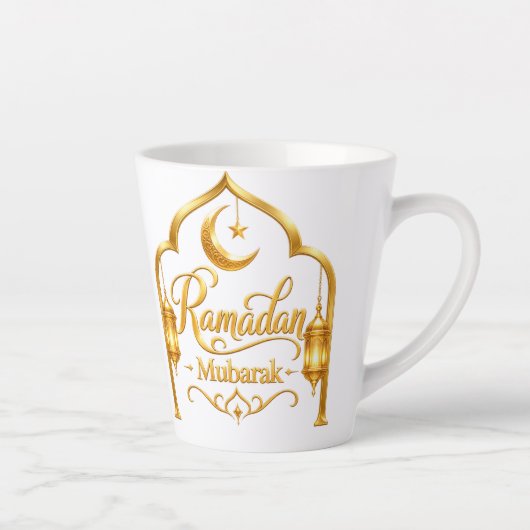Gouden Boog Lantaarn Ramadan Mubarak Latte Mok (Rechts)