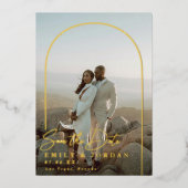 Gouden boog Moderne minimale foto Save the Date Folie Uitnodiging (Voorkant)