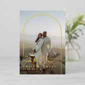 Gouden boog Moderne minimale foto Save the Date Folie Uitnodiging (Staand Voorkant)