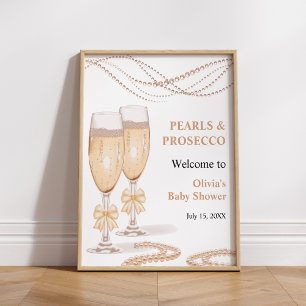 Gouden Boog Parels en Prosecco Bruiloft Feest Verw Poster