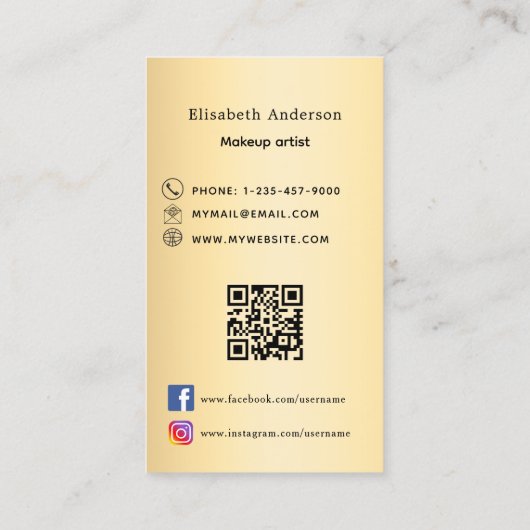 Gouden boog Qr-code sociale media Visitekaartje (Achterkant)