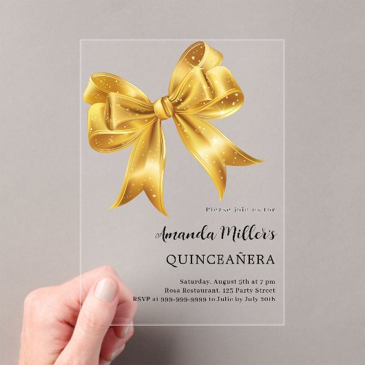 Gouden boog Quinceanera luxe helder Acryl Uitnodigingen (Insitu (Draagbaar))